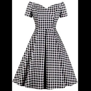 Never worn Black and white gingham retro pinup dress, sz 16.